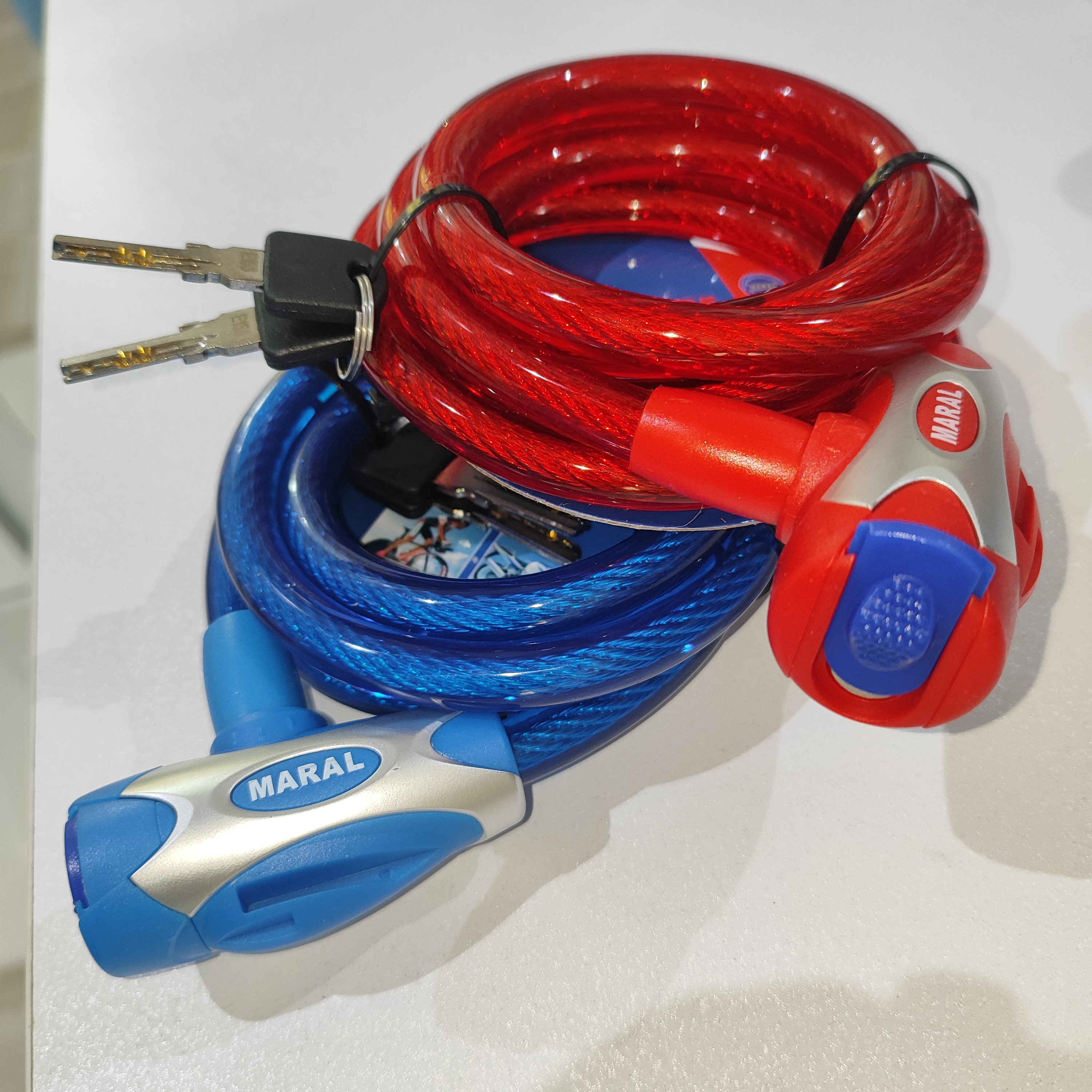 قفل ایمنی دوچرخه مارال 555 12×1500 کلید کامپیوتری SECURITY LOCK CABLE 12X1500 MARAL Blue