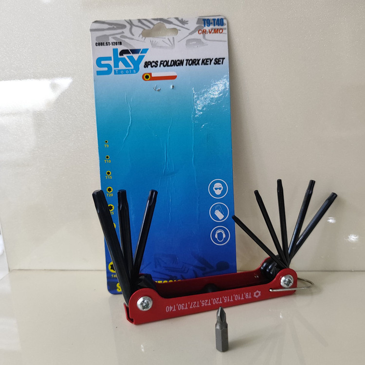آچار آلن چاقویی تاشو ساده 8 عددی اسکای SKY مدل ST-2201B
